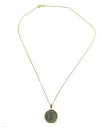 10k Gold Genuine Ancient Roman Coin Necklace (Aurelian; 270-275 A.D.)