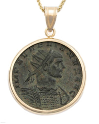 10k Gold Genuine Ancient Roman Coin Necklace (Aurelian; 270-275 A.D.)