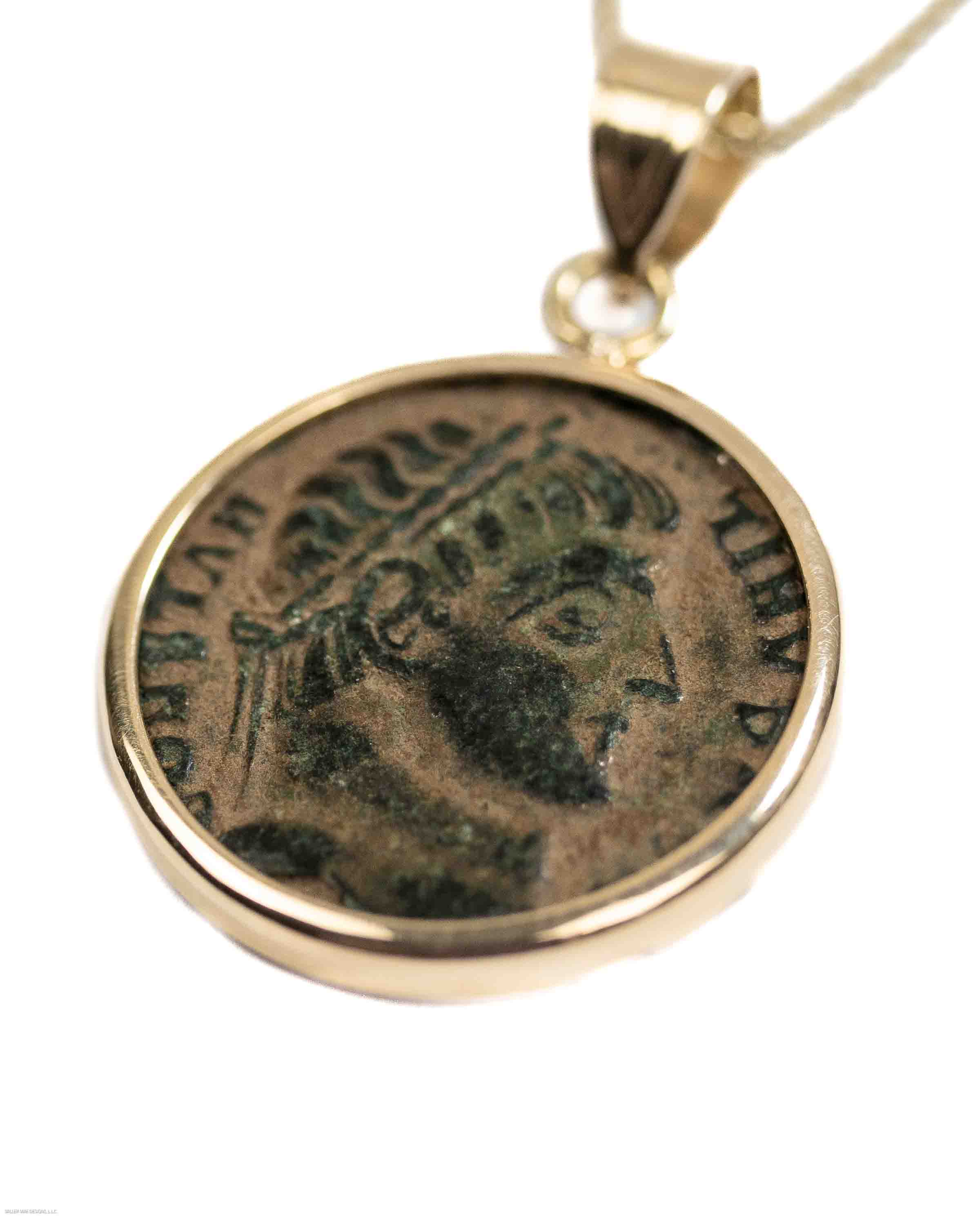 10k Gold Genuine Ancient Roman Coin Necklace (Constantine the Great; 306-337 A.D.)