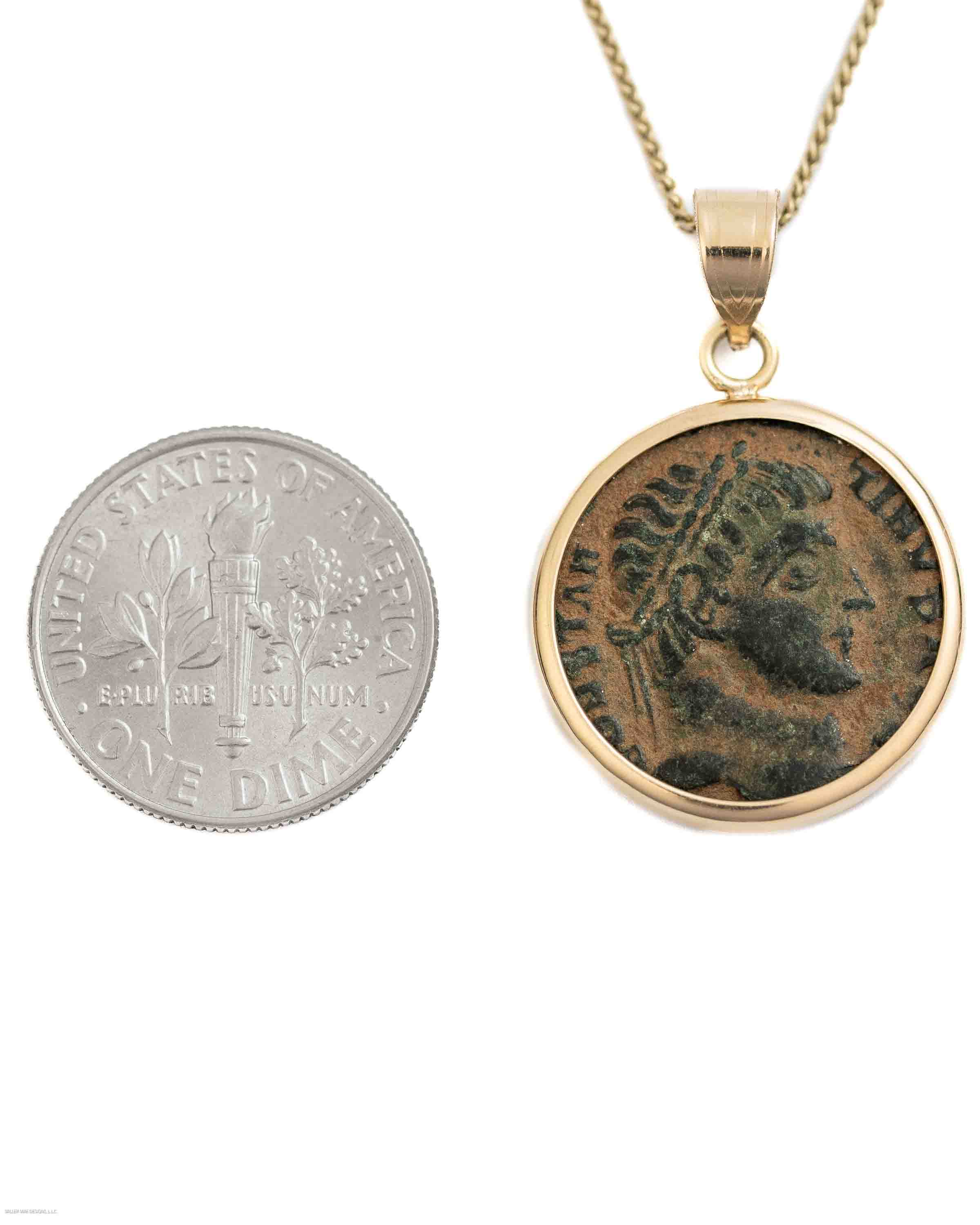 10k Gold Genuine Ancient Roman Coin Necklace (Constantine the Great; 306-337 A.D.)