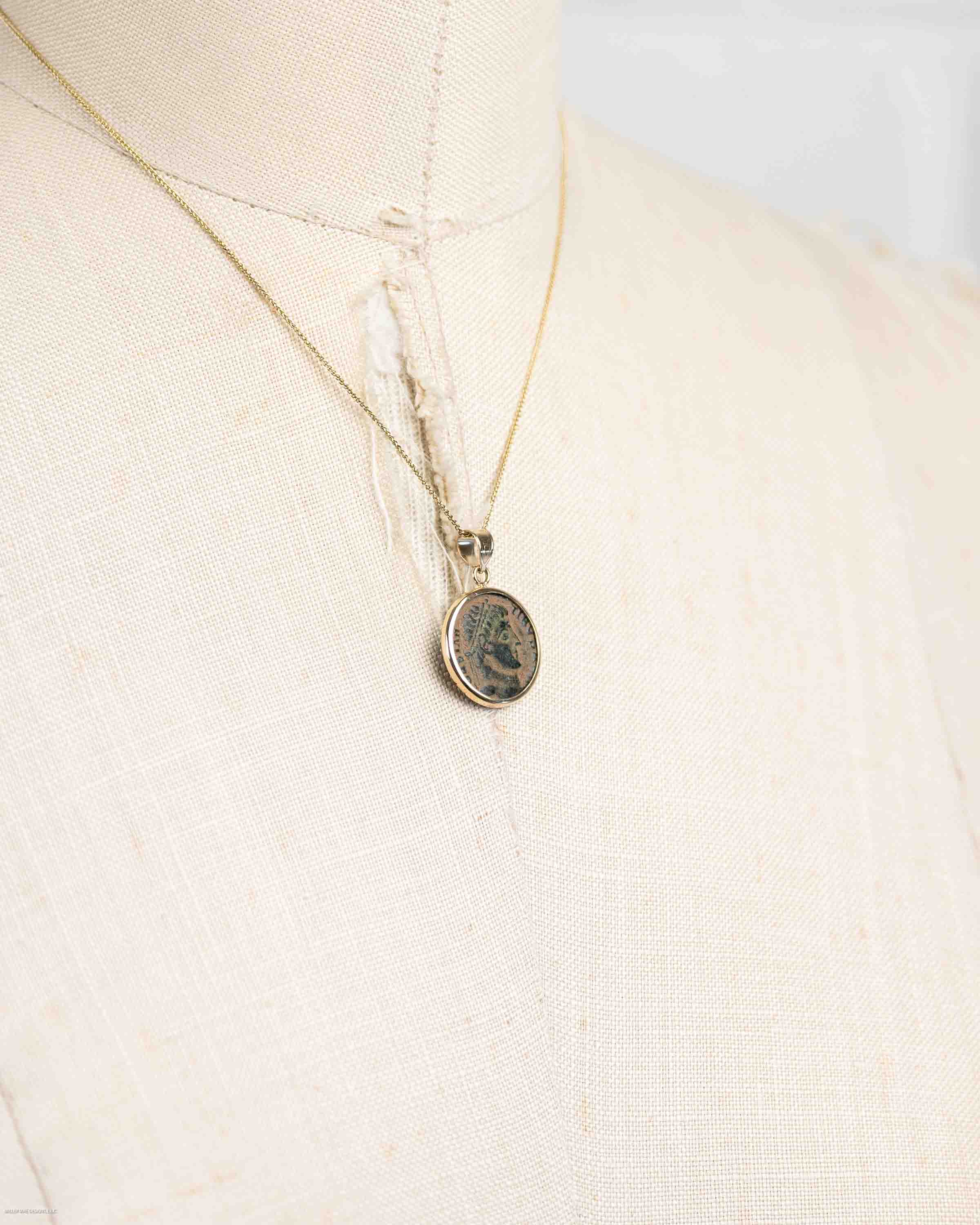 10k Gold Genuine Ancient Roman Coin Necklace (Constantine the Great; 306-337 A.D.)