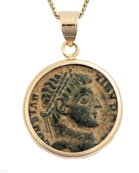 10k Gold Genuine Ancient Roman Coin Necklace (Constantine the Great; 306-337 A.D.)