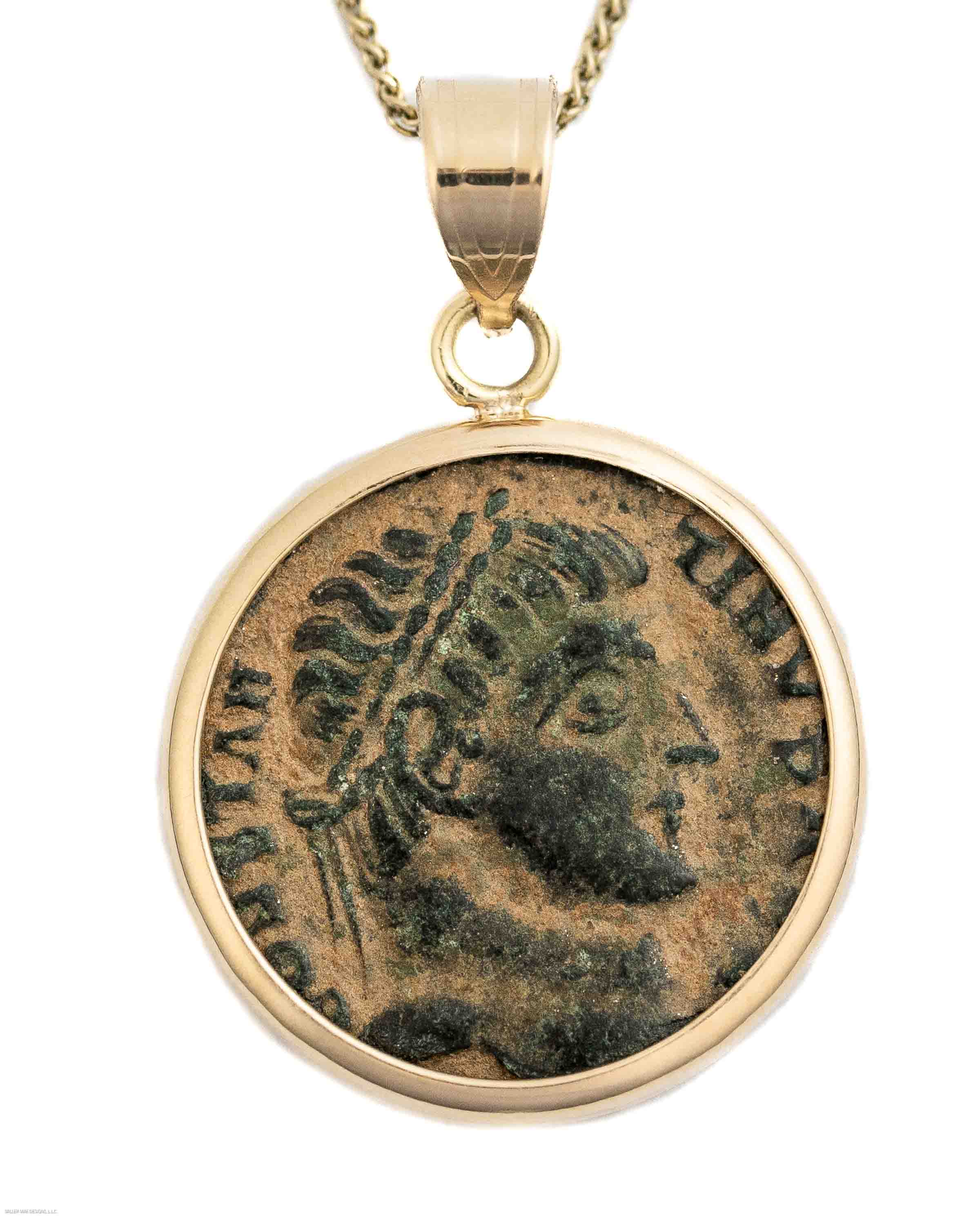 10k Gold Genuine Ancient Roman Coin Necklace (Constantine the Great; 306-337 A.D.)