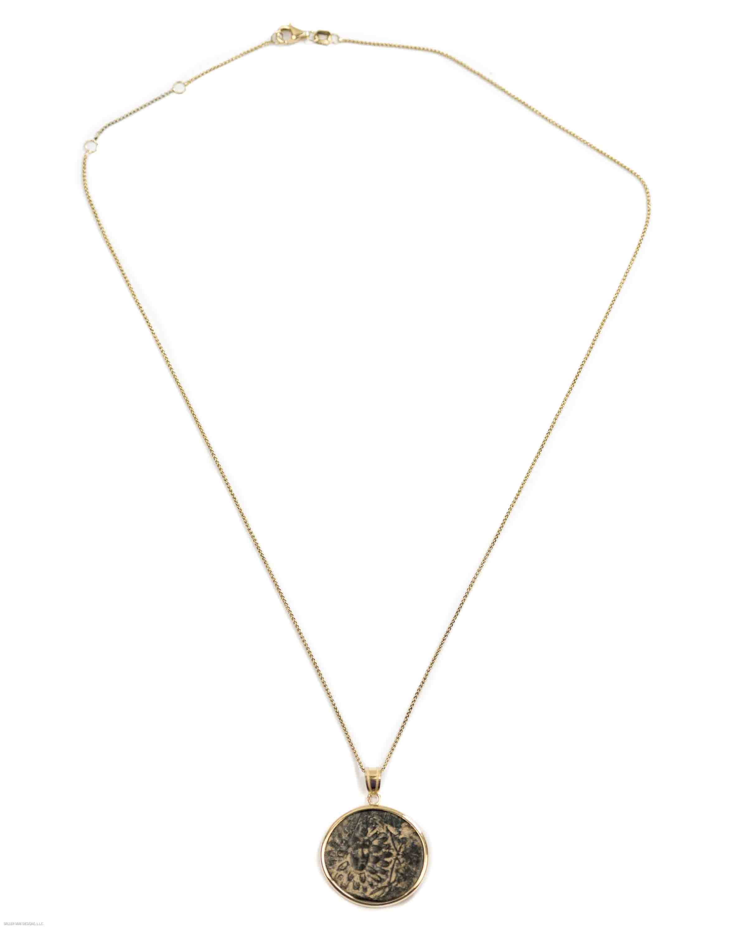 10K Gold Genuine Ancient Greek Coin Necklace (Medusa; 85-65 B.C.)