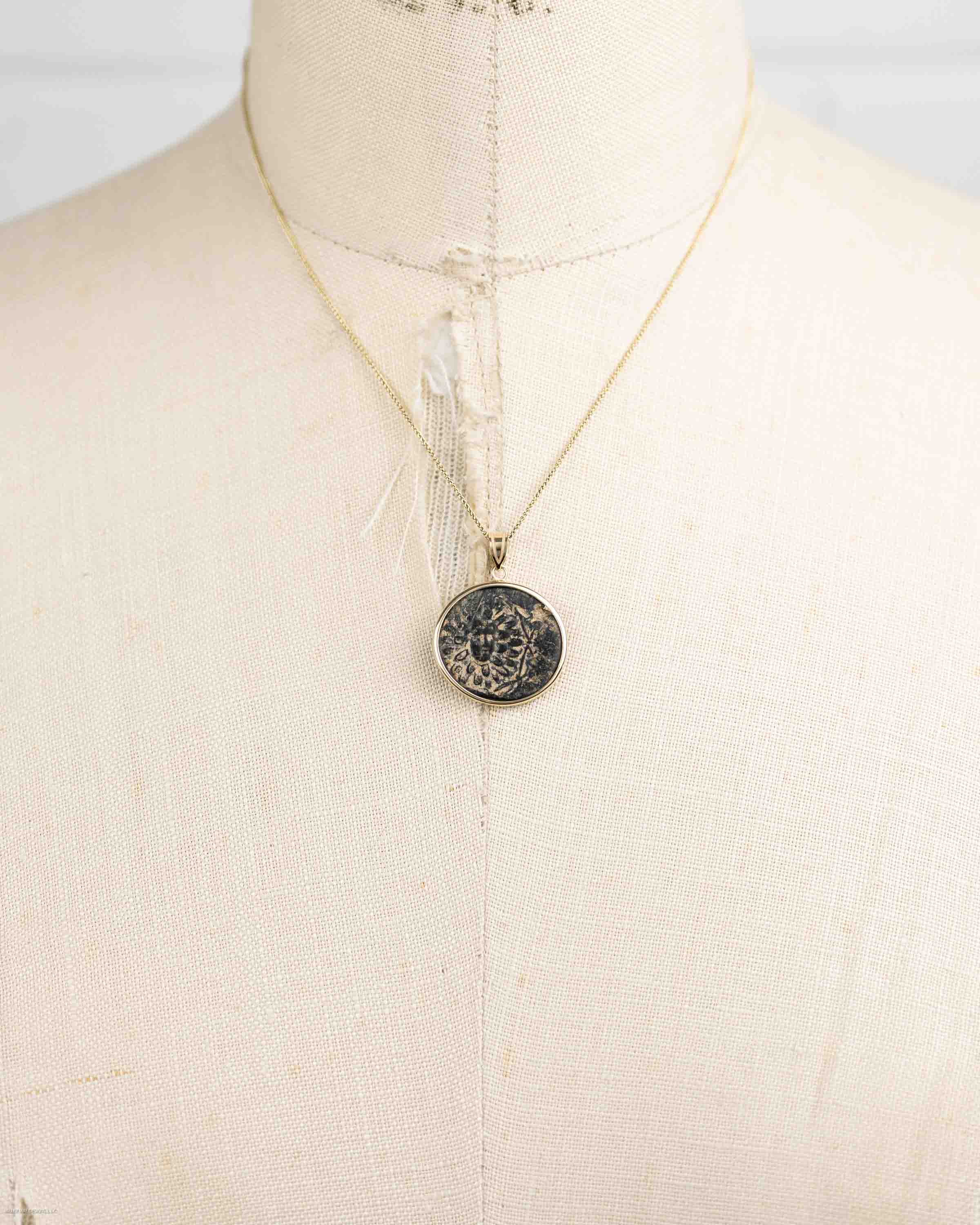 10K Gold Genuine Ancient Greek Coin Necklace (Medusa; 85-65 B.C.)