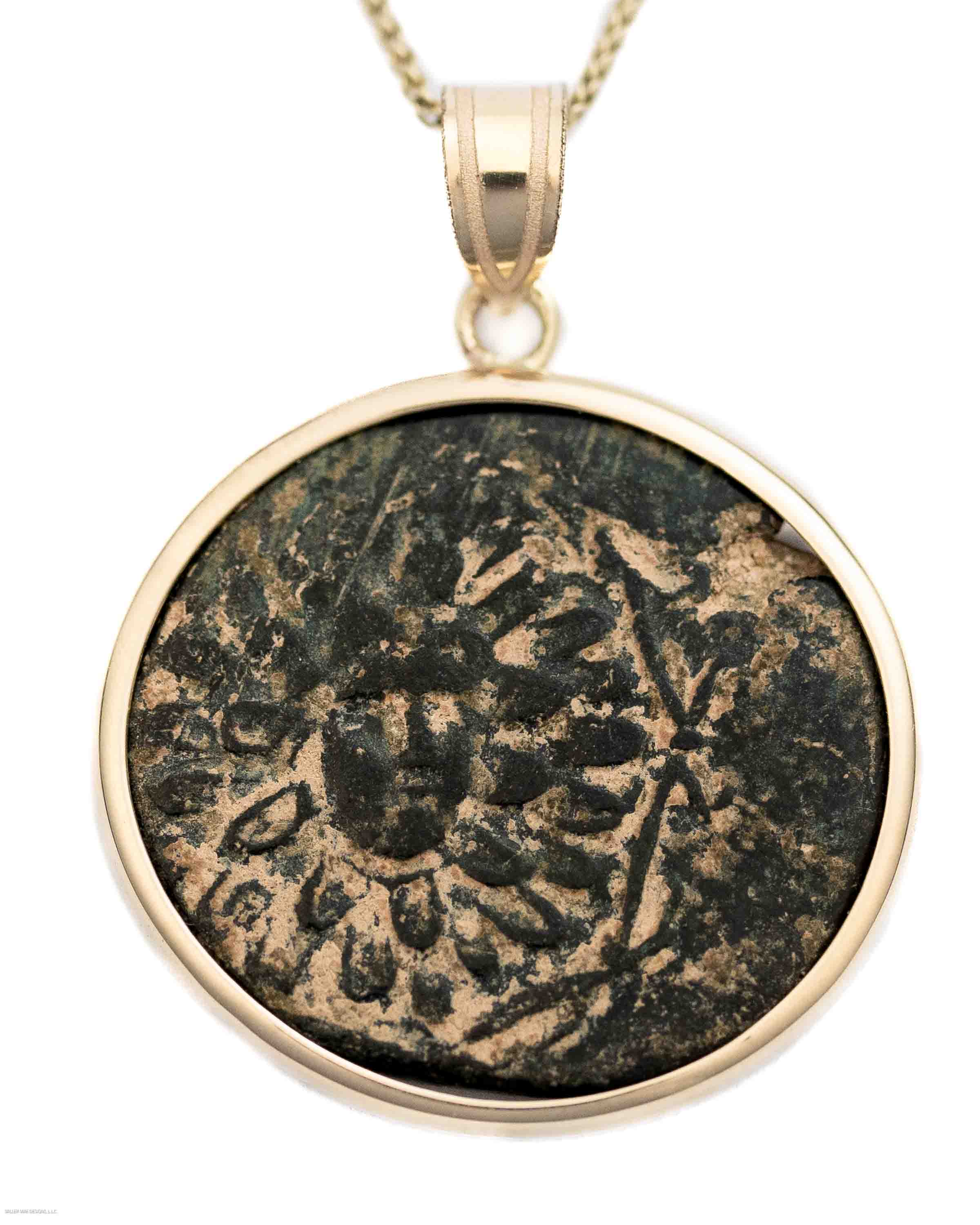 10K Gold Genuine Ancient Greek Coin Necklace (Medusa; 85-65 B.C.)