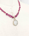 14k Gold Real Ancient Italian Coin Pendant on Natural Ruby Nugget Necklace (Pope Clement XIV Grosso; 1769-1774 A.D.)