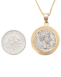 14k Gold Genuine Ancient Roman Coin Necklace (Marcus Aurelius; 156-157 A.D.)