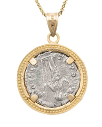 14k Gold Genuine Ancient Roman Coin Necklace (Marcus Aurelius; 156-157 A.D.)