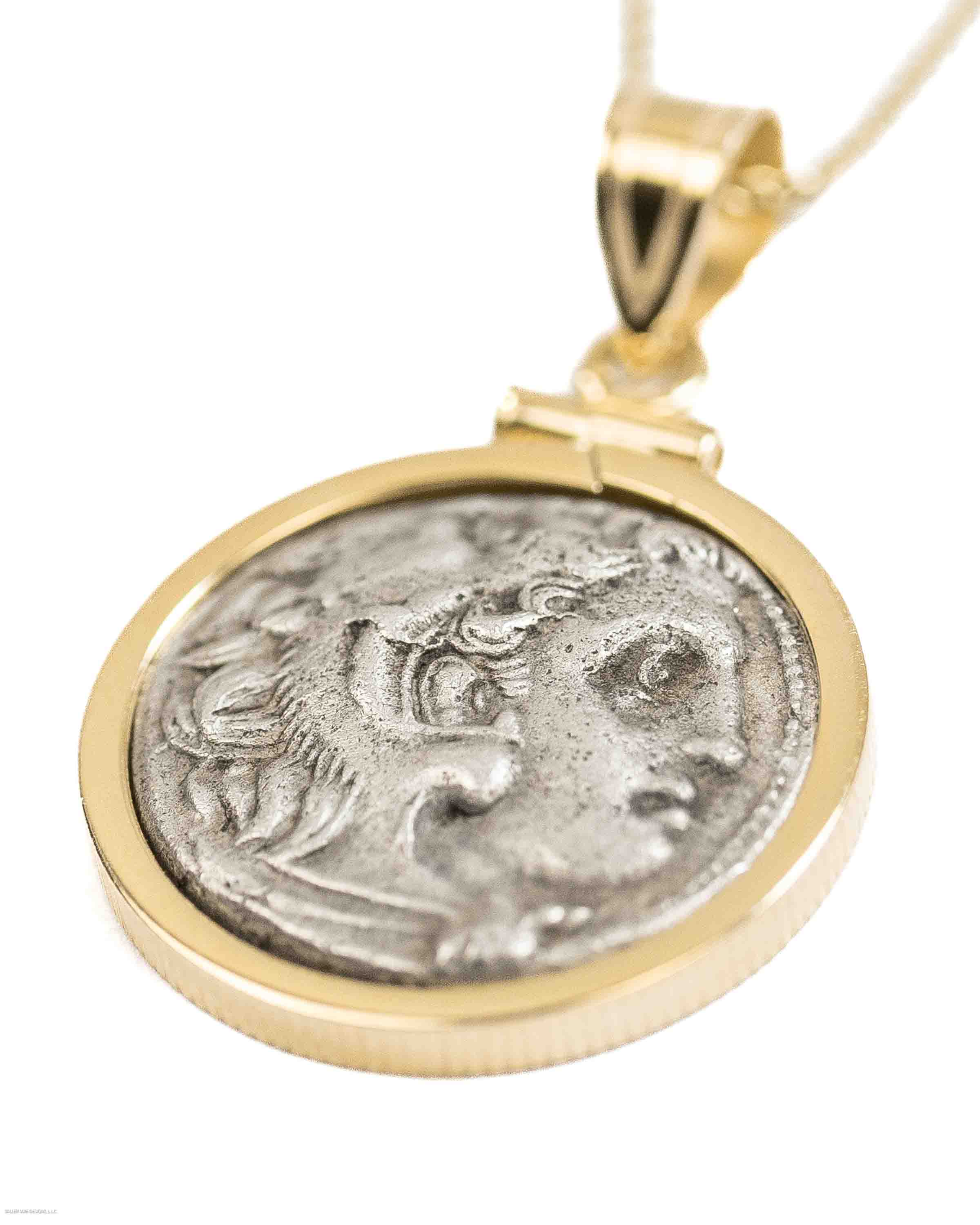 14k Gold Genuine Ancient Greek Coin Necklace (Alexander the Great; 336-323 B.C.)