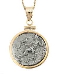 14k Gold Genuine Ancient Greek Coin Necklace (Alexander the Great; 336-323 B.C.)