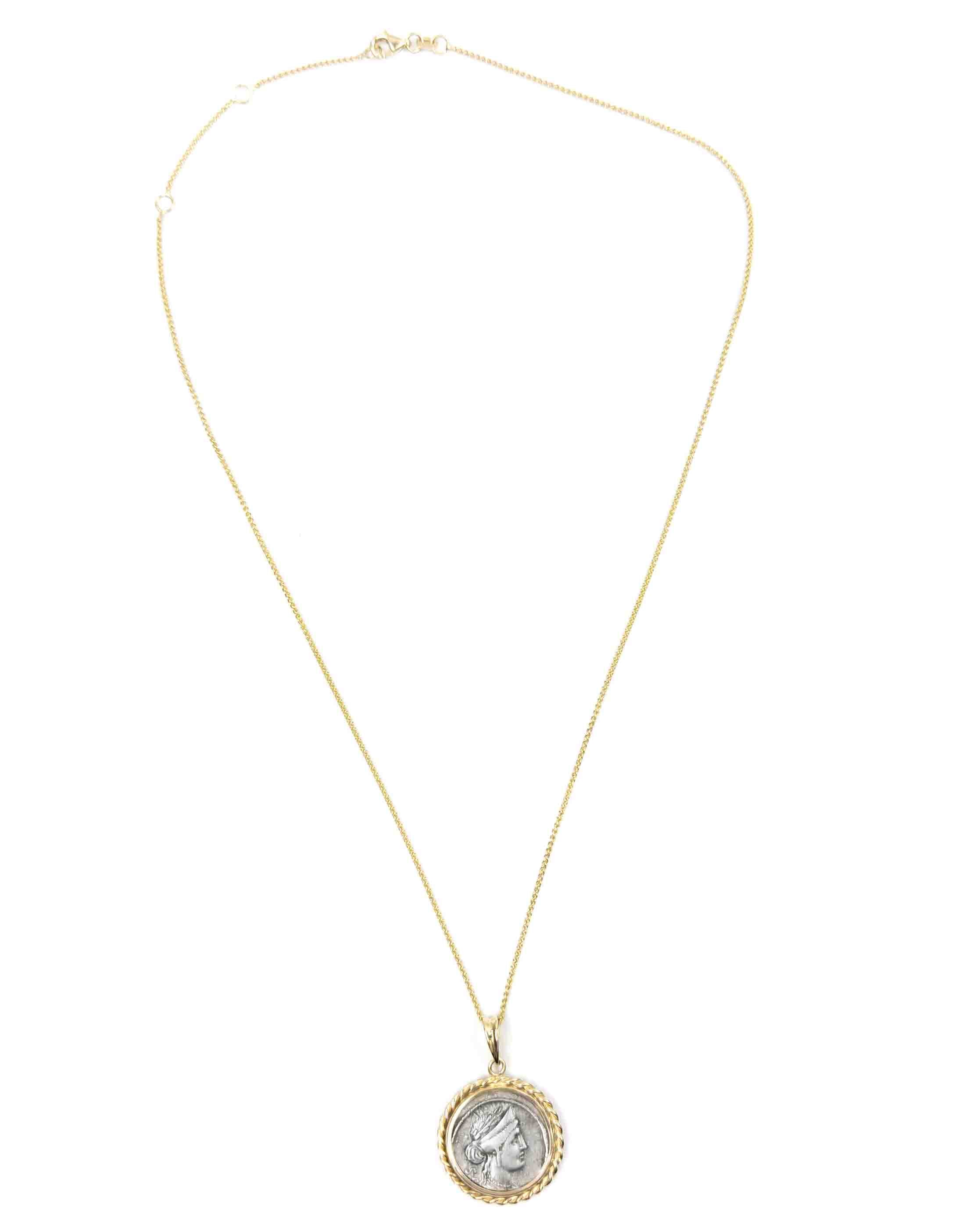 14k Genuine Ancient Roman Coin Necklace (Venus; 55 B.C.)