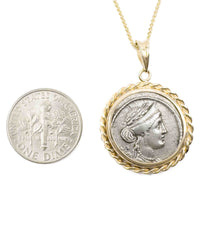 14k Genuine Ancient Roman Coin Necklace (Venus; 55 B.C.)