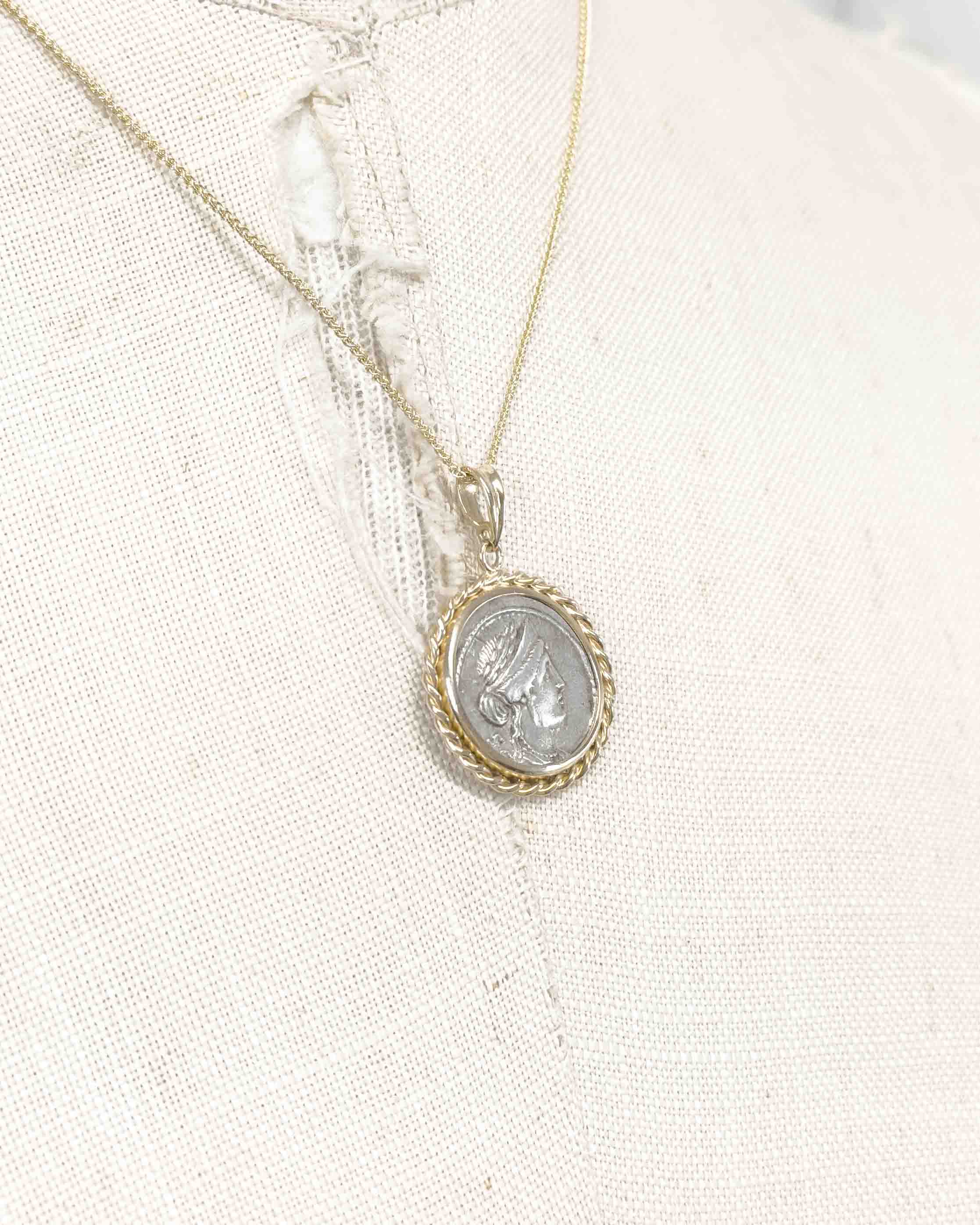 14k Genuine Ancient Roman Coin Necklace (Venus; 55 B.C.)