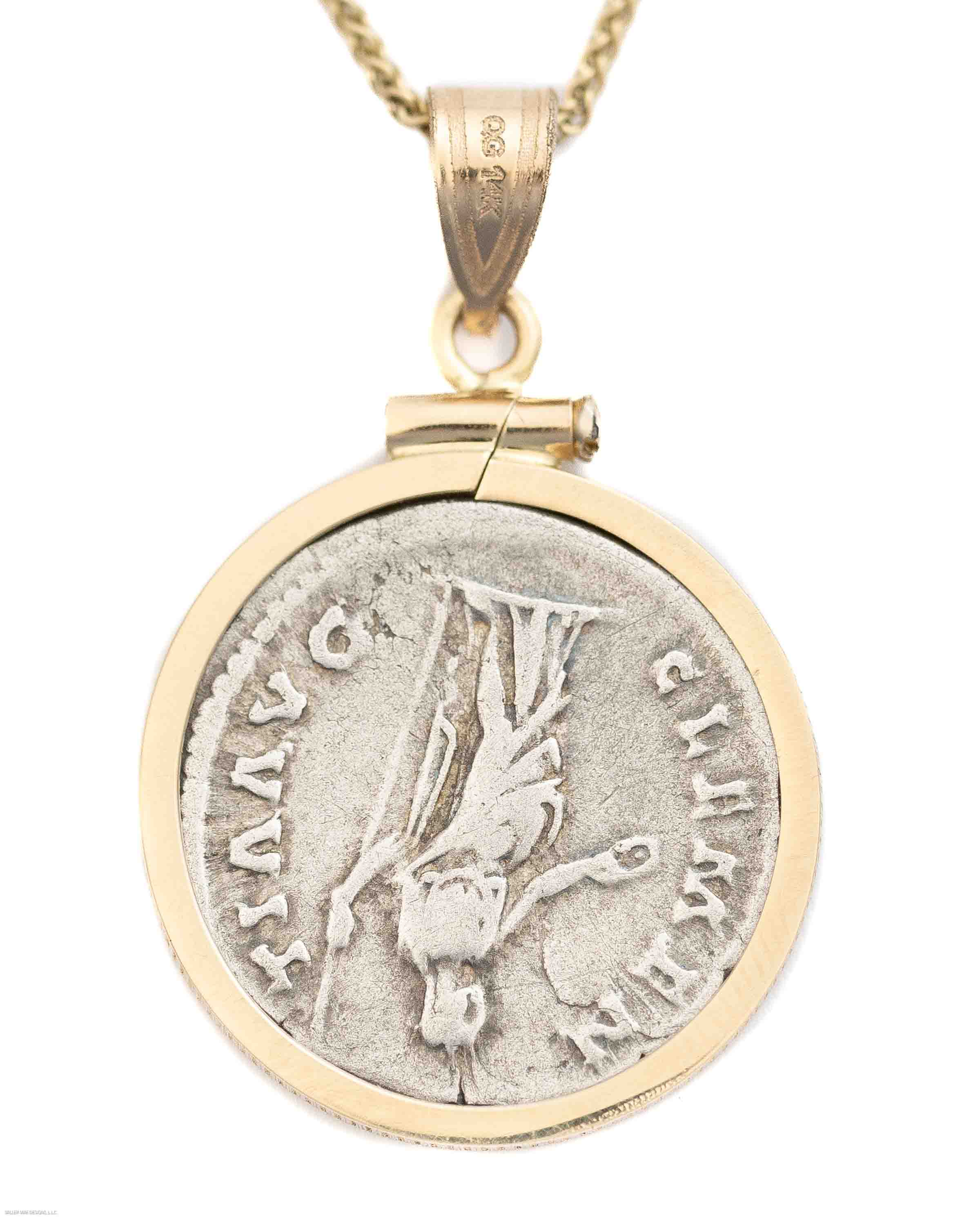 14k Gold Genuine Ancient Roman Coin Necklace (Antoninus Pius; 138-161 A.D.)