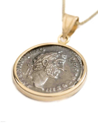 14k Gold Genuine Ancient Roman Coin Necklace (Antoninus Pius; 138-161 A.D.)