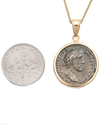 14k Gold Genuine Ancient Roman Coin Necklace (Antoninus Pius; 138-161 A.D.)