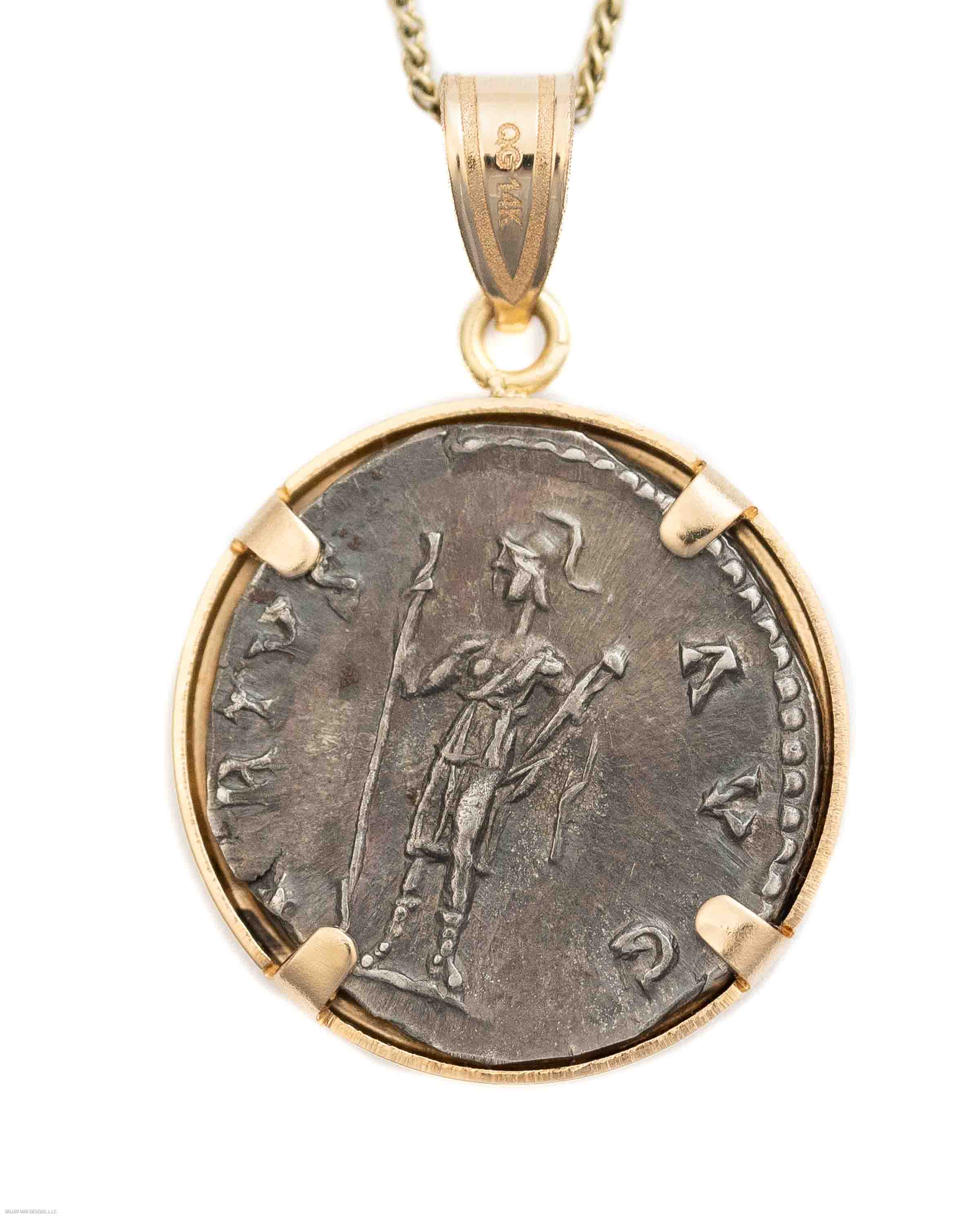 14k Gold Genuine Ancient Roman Coin Necklace (Antoninus Pius; 138-161 A.D.)
