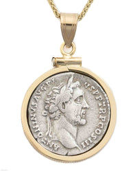 14k Gold Genuine Ancient Roman Coin Necklace (Antoninus Pius; 138-161 A.D.)