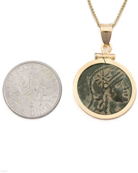 14k Gold Genuine Ancient Greek Coin Necklace (Athena/Owl; 200-133 B.C.)