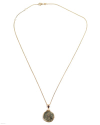 14k Gold Genuine Ancient Greek Coin Necklace (Athena/Owl; 200-133 B.C.)