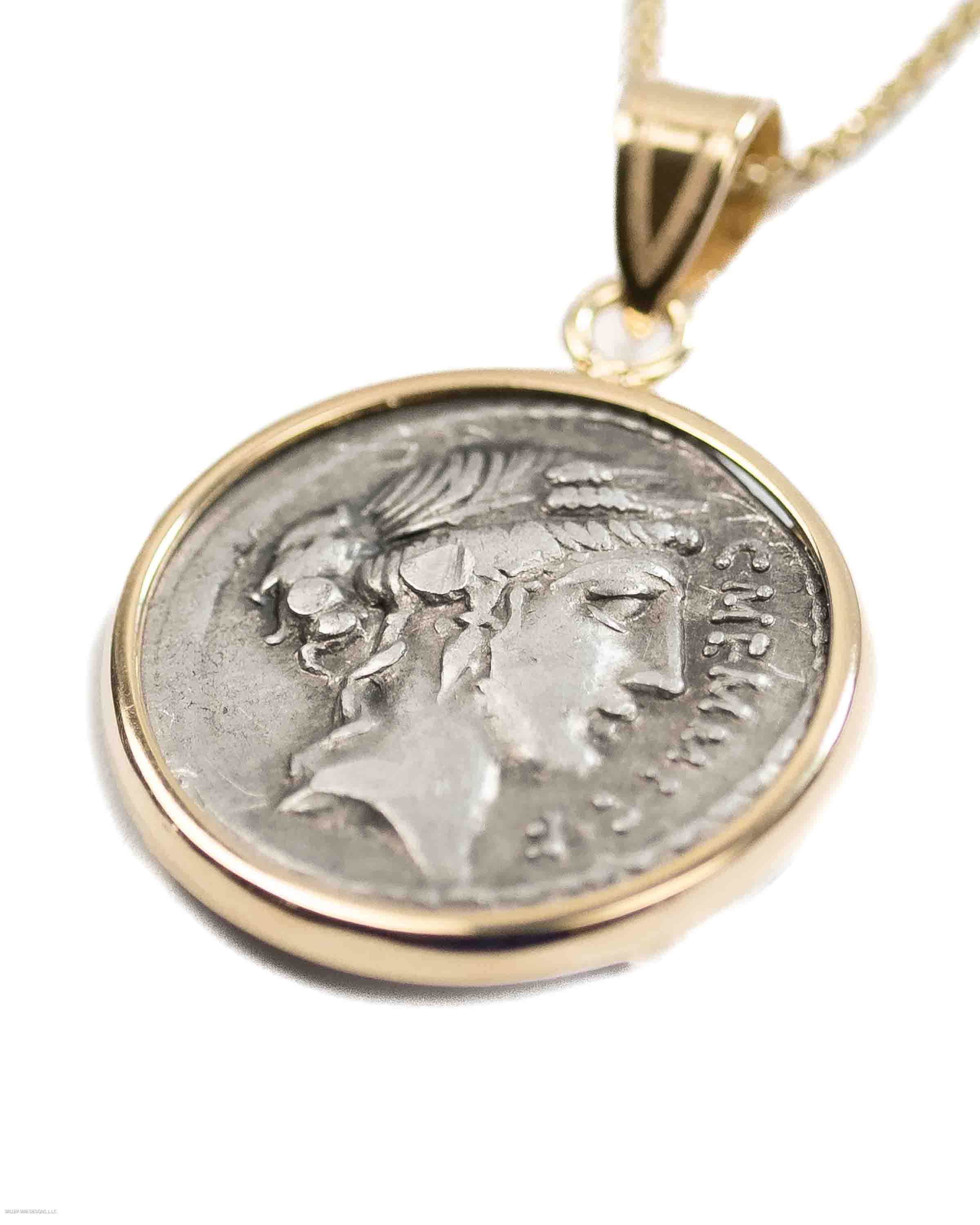 14k Gold Genuine Ancient Roman Coin Necklace (Ceres/Demeter; 56 B.C.)
