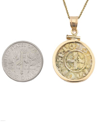 14k Gold Genuine Ancient Coin of the Crusades Necklace (Achaea; 1289-1297 A.D.)