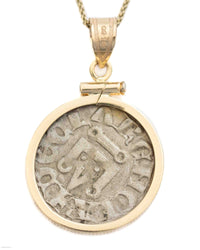 14k Gold Genuine Ancient Coin of the Crusades Necklace (Achaea; 1289-1297 A.D.)