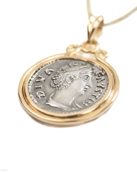 14k Gold Genuine Ancient Roman Coin Necklace (Diva Faustina; 141 A.D.)
