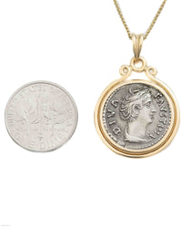 14k Gold Genuine Ancient Roman Coin Necklace (Diva Faustina; 141 A.D.)