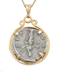 14k Gold Genuine Ancient Roman Coin Necklace (Diva Faustina; 141 A.D.)