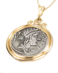 14k Gold Genuine Ancient Roman Coin Necklace (Flora; 57 B.C.)