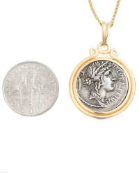 14k Gold Genuine Ancient Roman Coin Necklace (Flora; 57 B.C.)
