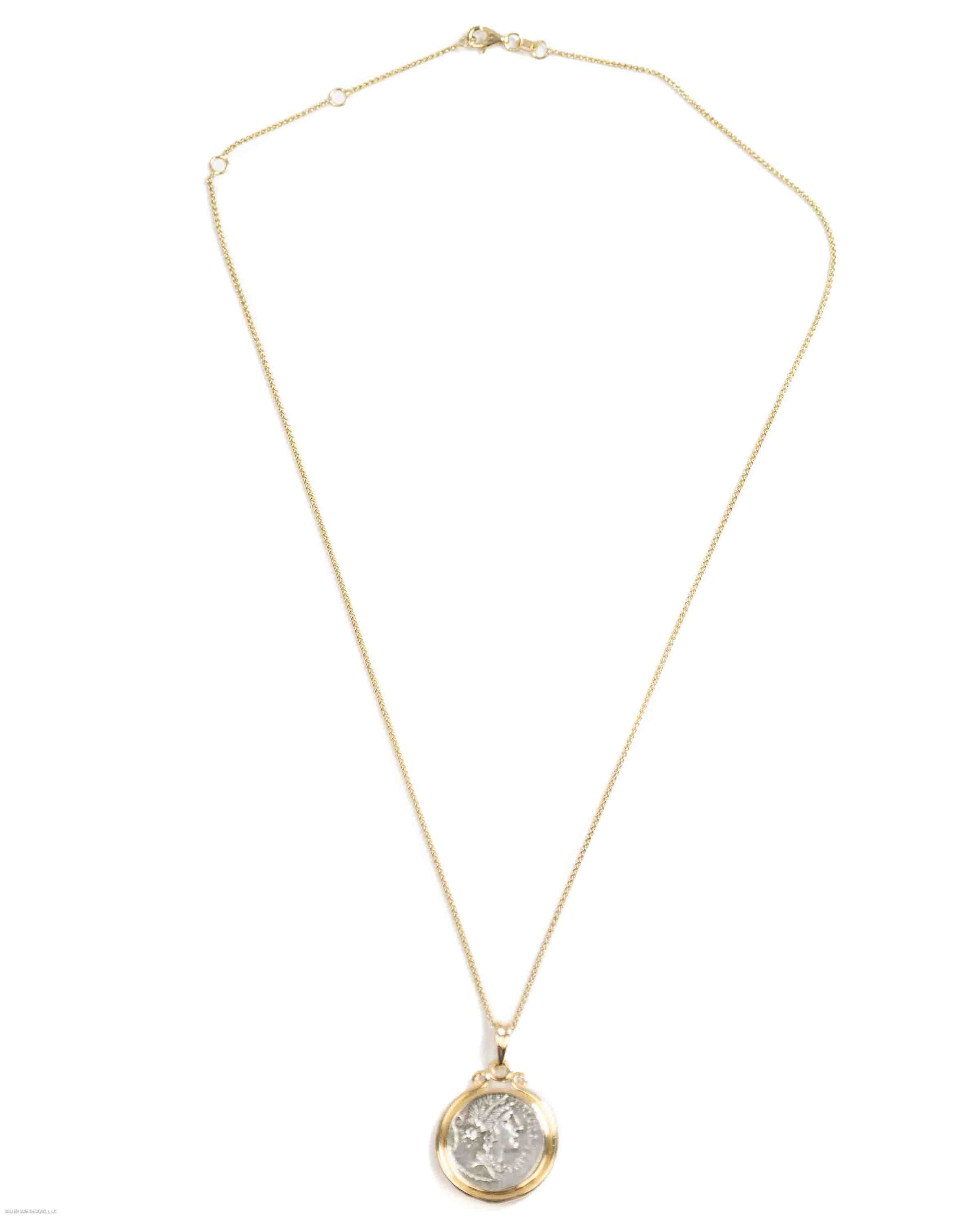 14k Gold Genuine Ancient Roman Coin Necklace (Flora; 57 B.C.)