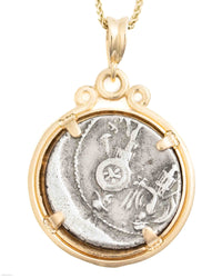 14k Gold Genuine Ancient Roman Coin Necklace (Flora; 57 B.C.)