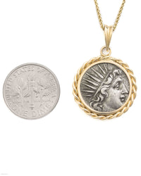 14k Gold Genuine Ancient Greek Coin Necklace (Helios; 170-150 B.C.)