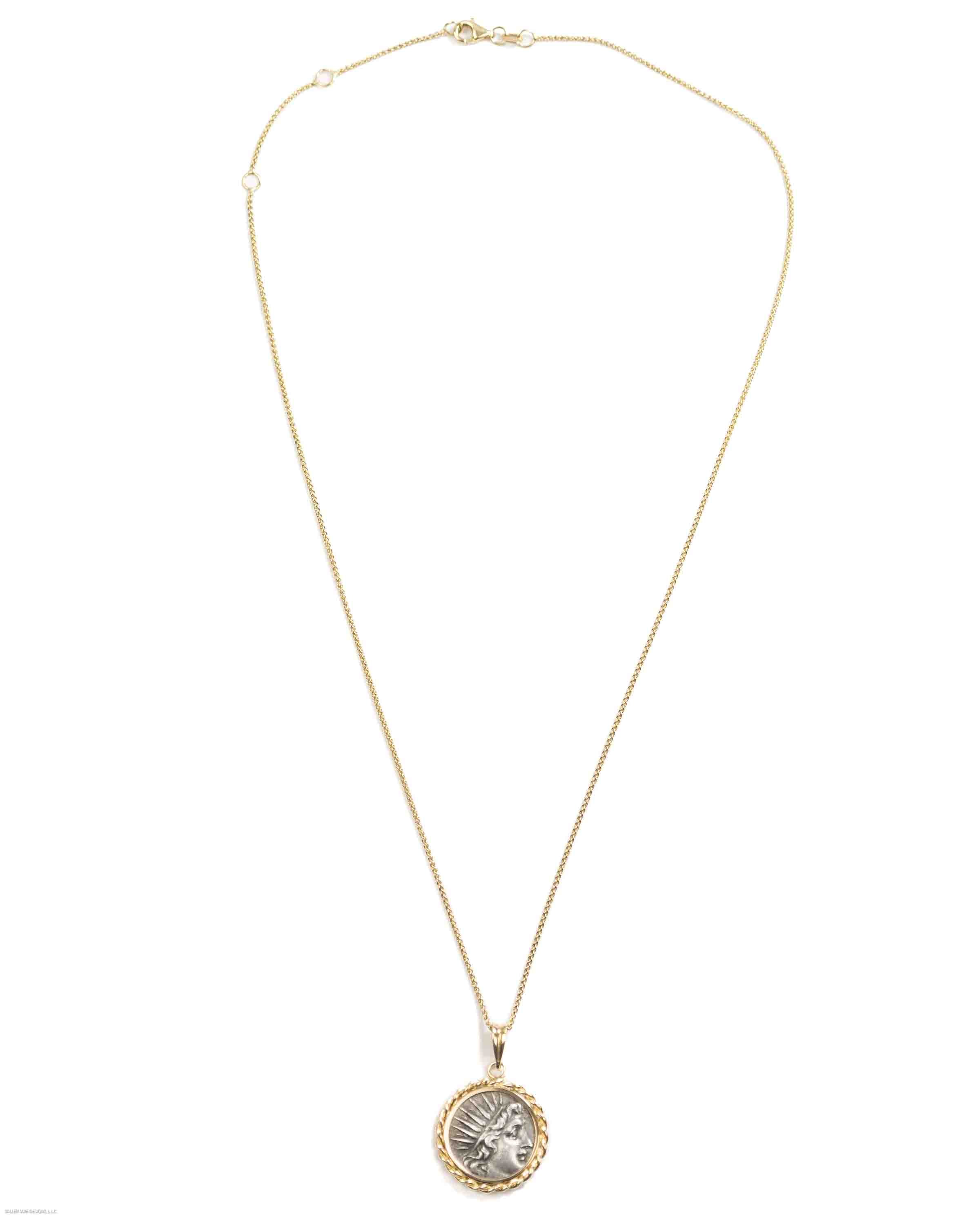 14k Gold Genuine Ancient Greek Coin Necklace (Helios; 170-150 B.C.)