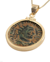 14k Gold Genuine Ancient Roman Coin Necklace (Maximianus; 295-299 A.D.)