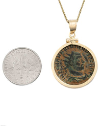 14k Gold Genuine Ancient Roman Coin Necklace (Maximianus; 295-299 A.D.)
