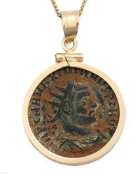 14k Gold Genuine Ancient Roman Coin Necklace (Maximianus; 295-299 A.D.)