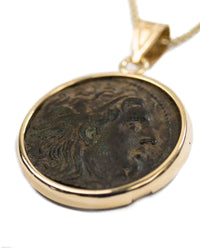 14k Gold Genuine Ancient Greek Coin Necklace (Medusa; 312-281 B.C.)