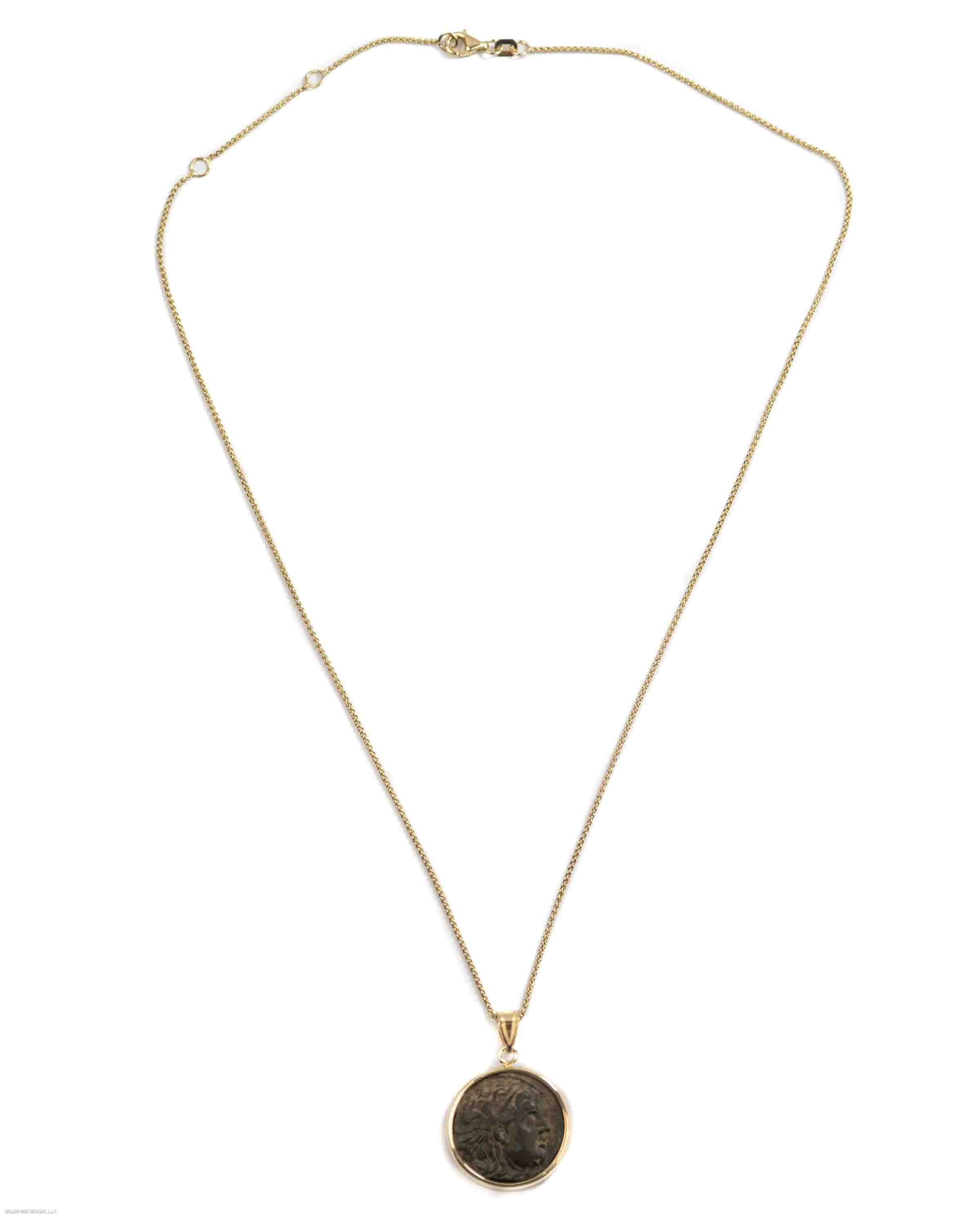 14k Gold Genuine Ancient Greek Coin Necklace (Medusa; 312-281 B.C.)