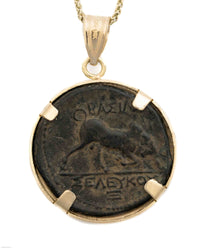 14k Gold Genuine Ancient Greek Coin Necklace (Medusa; 312-281 B.C.)