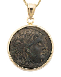 14k Gold Genuine Ancient Greek Coin Necklace (Medusa; 312-281 B.C.)