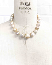 14k Gold Natural Baroque Pearl Statement Necklace