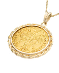 14k Gold Genuine Ancient French Coin Necklace (Gold Florin; 1314-1340 A.D.)
