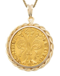 14k Gold Genuine Ancient French Coin Necklace (Gold Florin; 1314-1340 A.D.)