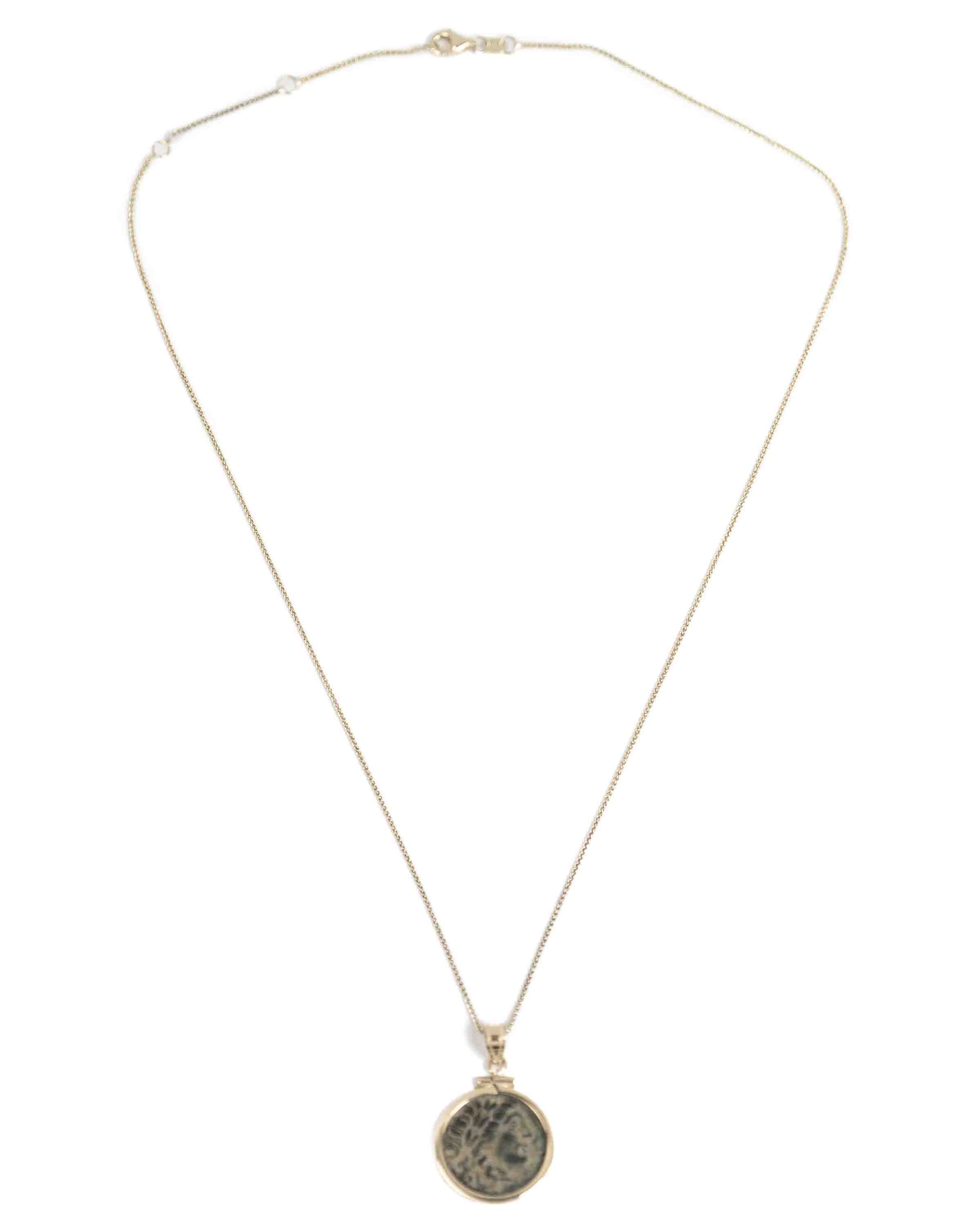 14k Gold Genuine Ancient Greek Coin Necklace (Apollo; 261-246 B.C.)