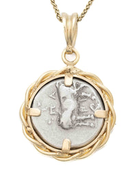 14k Gold Genuine Ancient Greek Coin Necklace (Medusa; 400-301 B.C.)