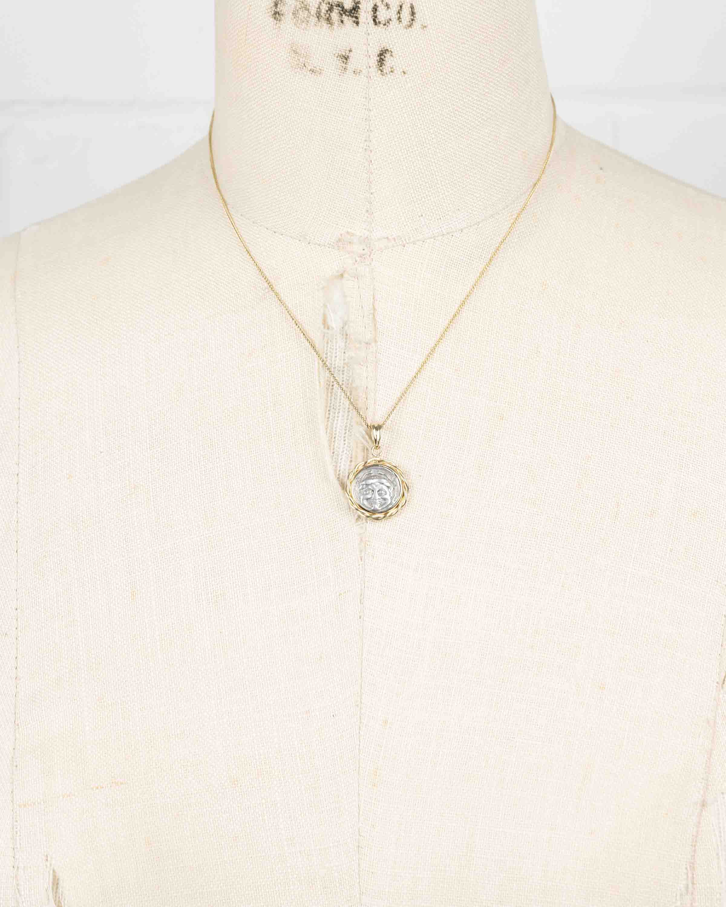 14k Gold Genuine Ancient Greek Coin Necklace (Medusa; 400-301 B.C.)